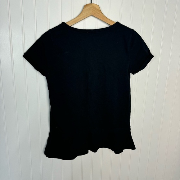 J. Crew Top XS Black Solid Peplum Short Sleeve  Casual Workwear Women - Picture 6 of 6